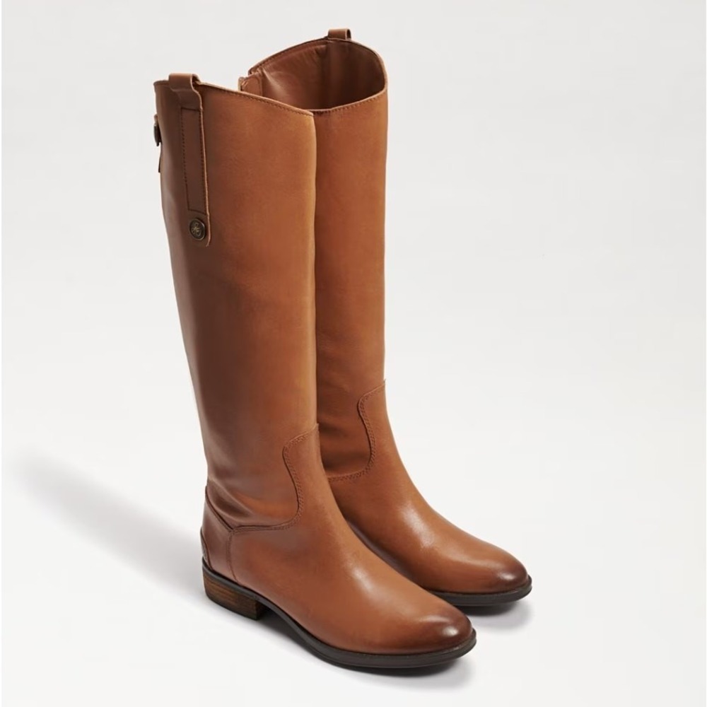 Sam Edelman Penny Riding Boots Womens Size 9.5M Whiskey Leather Pull On Mid Calf